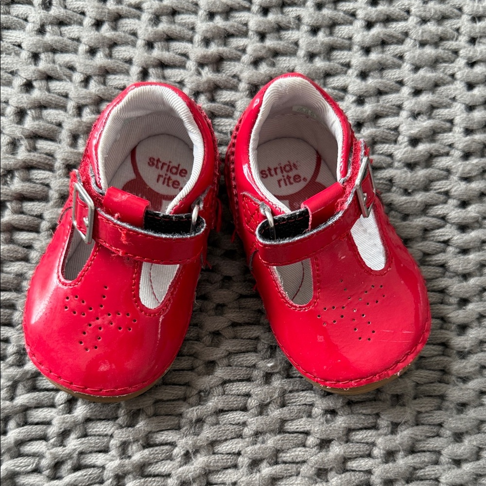Stride Rite Shiny Red Baby Walker Shoes